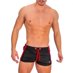Barcode Berlin Short Byron Bandes Rouges -Vestiaire Fetish Soldes barcode berlin short byron bandes rouges 2