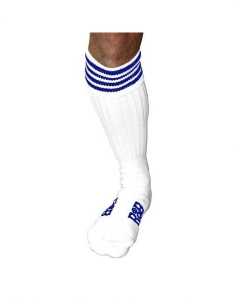 RoB Accessoires Chaussettes Sneaker, Blanches, Bandes Bleues 1 RoB Accessoires Chaussettes Sneaker, Blanches, Bandes Bleues
