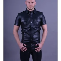 Mr. Riegillio Chemise En Cuir Manches Courtes - Mr Riegillio -Vestiaire Fetish Soldes chemise en cuir manches courtes mr riegillio 5