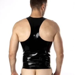 RoB Latex Et Néoprène Débardeur Zip Bandes Jaunes Latex -Vestiaire Fetish Soldes debardeur zip bandes jaunes latex 3