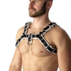 RoB Accessoires Harnais En Cuir Souple Pitbull Bords Blancs -Vestiaire Fetish Soldes harnais en cuir souple pitbull bords blancs 2