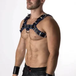 RoB Accessoires Harnais En Cuir Souple Pitbull Bords Bleus -Vestiaire Fetish Soldes harnais en cuir souple pitbull bords bleus 2