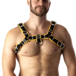 RoB Accessoires Harnais En Cuir Souple Pitbull Bords Jaunes -Vestiaire Fetish Soldes harnais en cuir souple pitbull bords jaunes 1