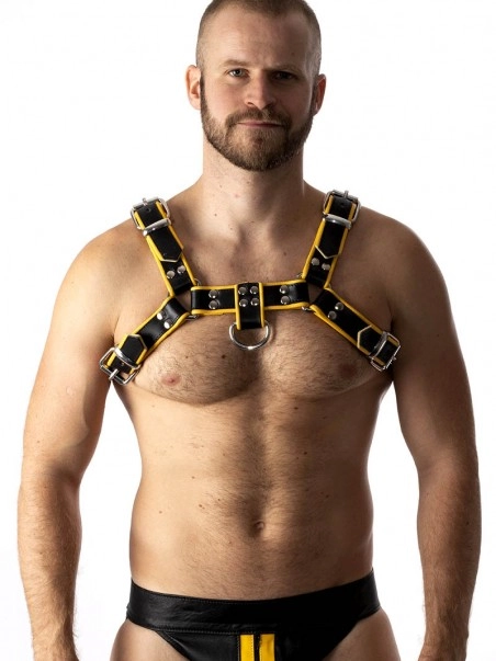 RoB Accessoires Harnais En Cuir Souple Pitbull Bords Jaunes 5 RoB Accessoires Harnais En Cuir Souple Pitbull Bords Jaunes -Vestiaire Fetish Soldes harnais en cuir souple pitbull bords jaunes