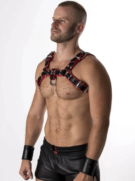 RoB Accessoires Harnais En Cuir Souple Pitbull Bords Rouges 2 RoB Accessoires Harnais En Cuir Souple Pitbull Bords Rouges – Image 2