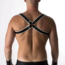 RoB Accessoires Harnais Epaules Bords Blancs En Cuir Souple -Vestiaire Fetish Soldes harnais epaules bords blancs en cuir souple 2