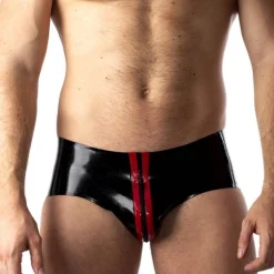 RoB Latex Et Néoprène Jockbrief Zip Rouge/noir Latex