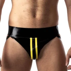 RoB Latex Et Néoprène Jockstrap Zip Jaune/noir Latex