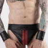Rob Jockstrap Zippé Bandes Rouges Cuir