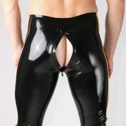 RoB Latex Et Néoprène Legging Fullzip Bandes Jaunes -Vestiaire Fetish Soldes legging fullzip bandes jaunes 4