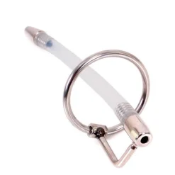 Plug Pénis Creux Flexible -Vestiaire Fetish Soldes plug penis creux anneau metal 2