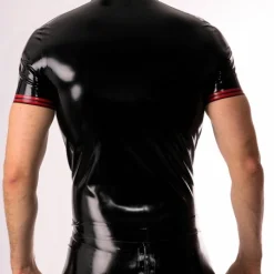 RoB Latex Et Néoprène Polo Liserés Rouges Latex -Vestiaire Fetish Soldes polo liseres rouges latex 1