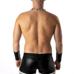 Rob Short Cuir - Bandes Blanches -Vestiaire Fetish Soldes short cuir bandes blanches 3