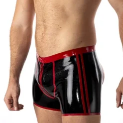 RoB Latex Et Néoprène Short Fucky Noir Et Rouge Latex -Vestiaire Fetish Soldes short fucky noir et rouge latex 3