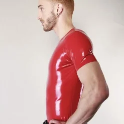 T-shirt Rouge En Latex - Latex 101 -Vestiaire Fetish Soldes t shirt rouge en latex latex 101 2