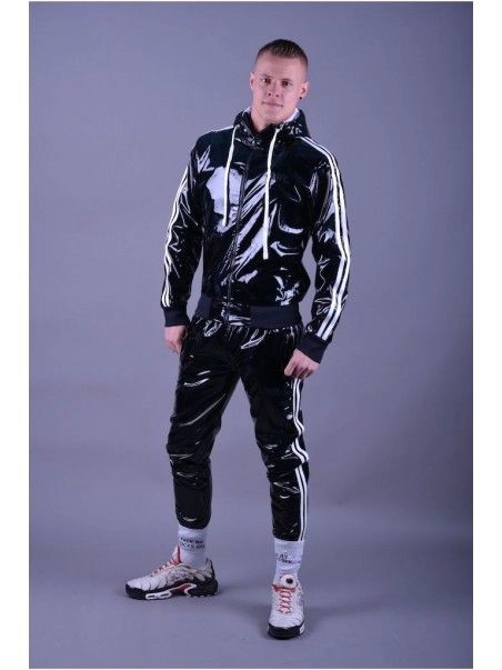 Mr. Riegillio Veste Sportswear PVC à Bandes Blanches - Mr Riegillio 2 Mr. Riegillio Veste Sportswear PVC à Bandes Blanches - Mr Riegillio – Image 2