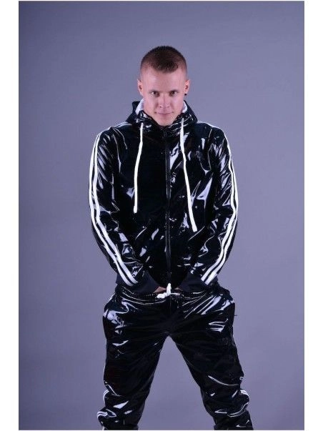 Mr. Riegillio Veste Sportswear PVC à Bandes Blanches - Mr Riegillio 3 Mr. Riegillio Veste Sportswear PVC à Bandes Blanches - Mr Riegillio – Image 3