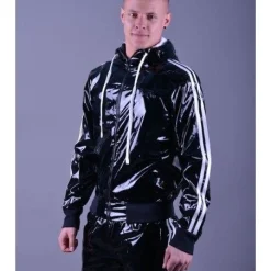 Mr. Riegillio Veste Sportswear PVC à Bandes Blanches - Mr Riegillio
