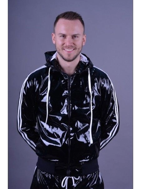 Mr. Riegillio Veste Sportswear PVC à Bandes Blanches - Mr Riegillio 4 Mr. Riegillio Veste Sportswear PVC à Bandes Blanches - Mr Riegillio – Image 4