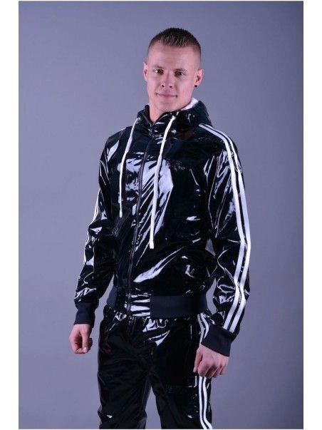 Mr. Riegillio Veste Sportswear PVC à Bandes Blanches - Mr Riegillio 1 Mr. Riegillio Veste Sportswear PVC à Bandes Blanches - Mr Riegillio